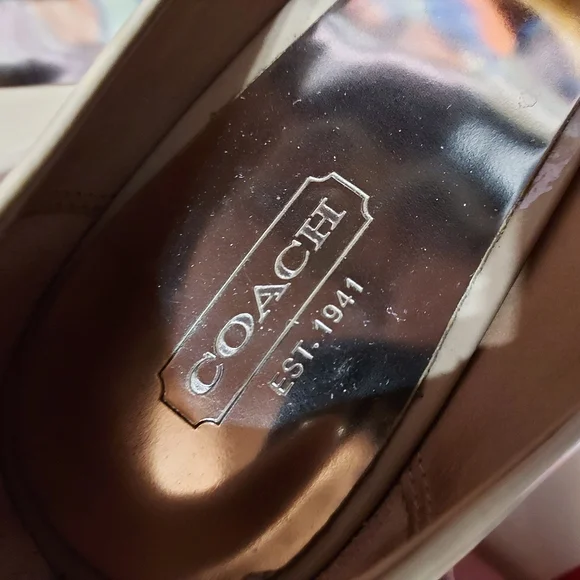 Coach Cream Elora Patent Cappuccino Wedge Shoes - Picture 9 of 11